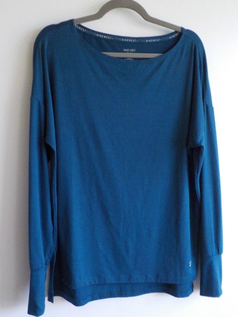 Nine West Top - Medium - Activewear Teal Long Sleeve Stretch (2520)